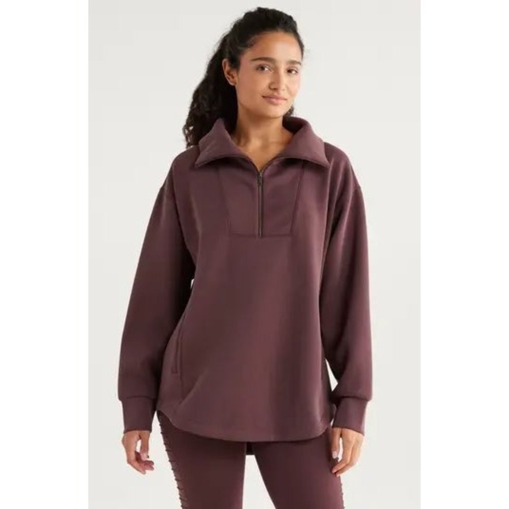 Zella Restore Half Zip Pullover‎ Sweatshirt Burgundy Plum Small